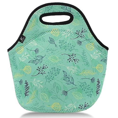 LOVAC Neoprene Lunch Bag, Thick Insulated Lunch Bag - Durable & Waterproof Lunch Tote With Zipper For Outdoor Travel Work School (Leaf)