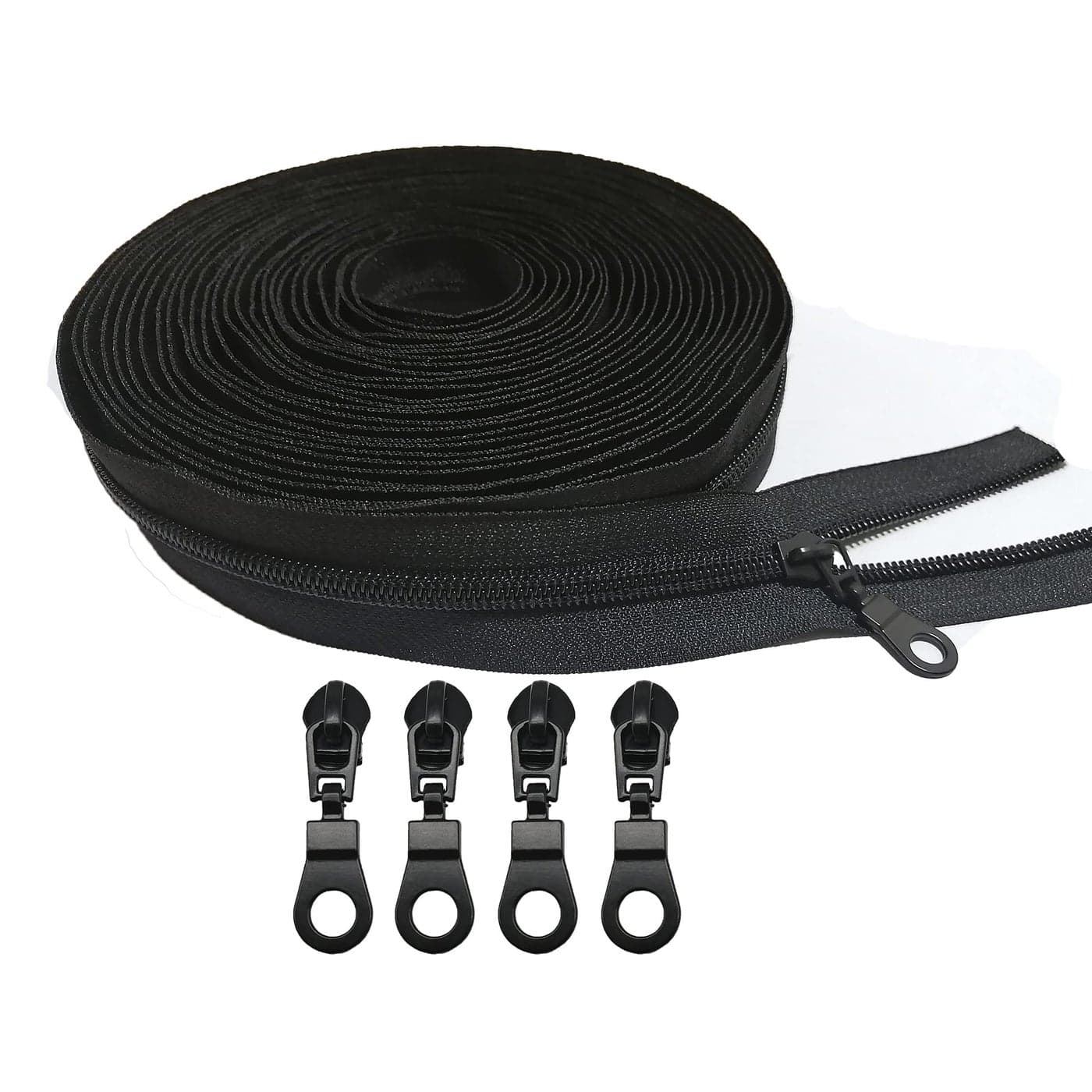 Meikeer 10Yards Bulk Zippers 5 Nylon Coil Zippers by The Yard with 20pcs Zipper Sliders for DIY Sewing Craft BagsBlack