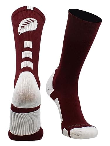 Football Logo Crew Socks (Maroon/White, Small)
