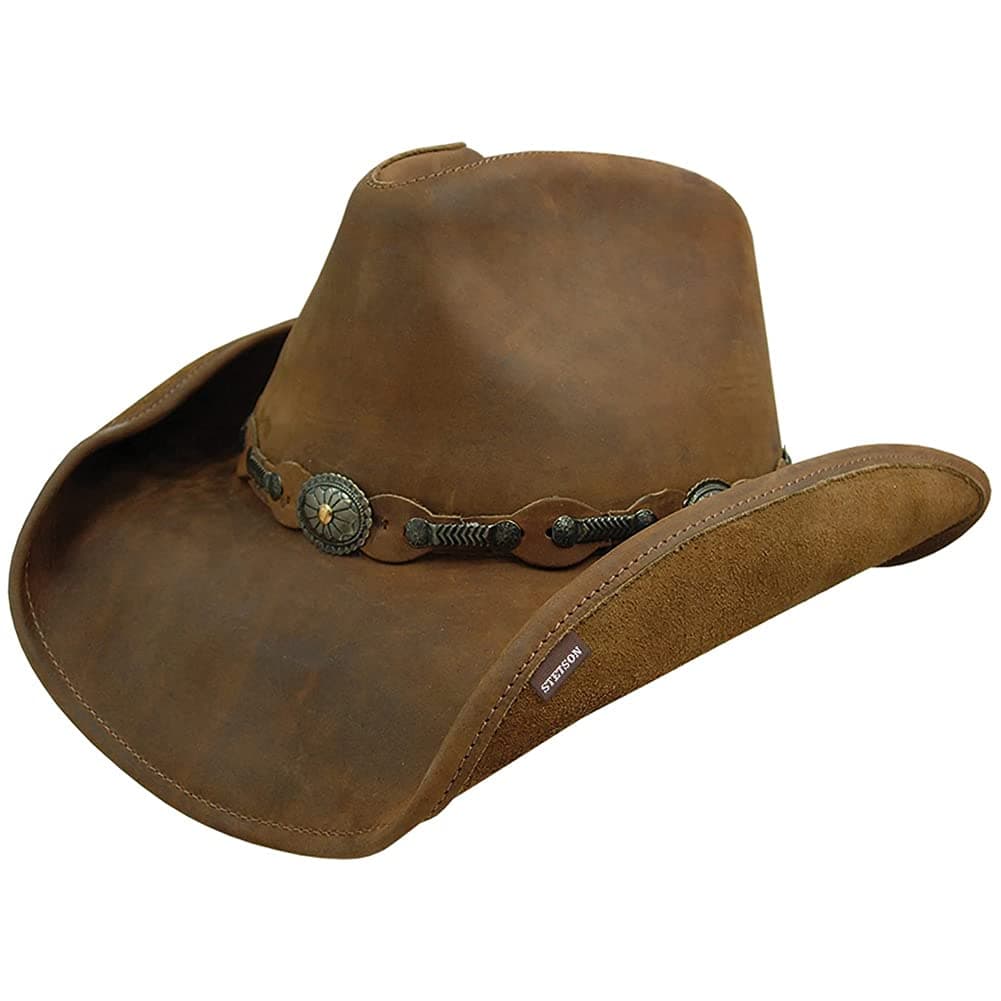 Stetson Mens Roxbury Shapeable Leather Cowboy Western Hat Rust Large
