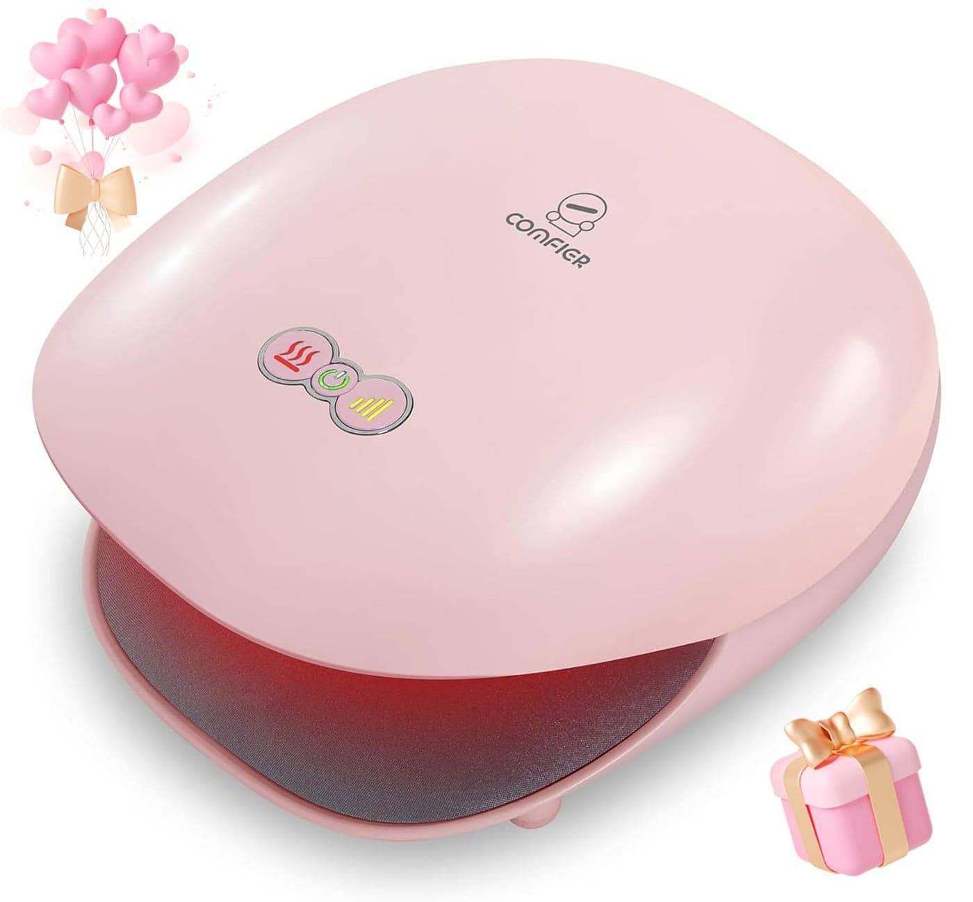 COMFIER Wireless Hand Massager with Heat 3 Levels Compression HeatingRechargeable Hand Massager Machine for Carpal TunnelIdeal Gifts for Women Petal Pink
