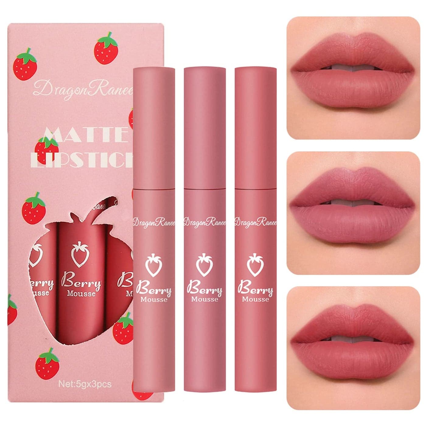 3 Piece Matte Lipstick SetNude Liquid Lipstick Velvet Air Moisture Smooth Crayon Lip StainMatte Liquid 24 Hour Superstay Long Lasting Waterproof Lip Gloss for Women MakeupSet C
