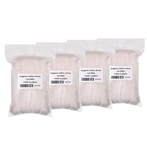 Japanese Organic Cotton Sliver 13 Feets 100 Organic Unbleached Made in Japan 4 Packs