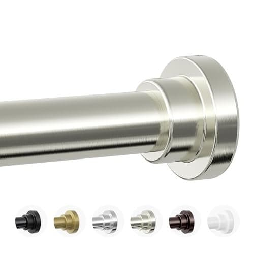 Mcrbeay Shower Curtain Rod 1 Diameter Heavy Duty Tension Shower Rod Non Slip Adjustable 2874 inch No Drill Shower Curtain Rods Spring Tension For Bathroom Shower Stall No Rust Brushed Nickel