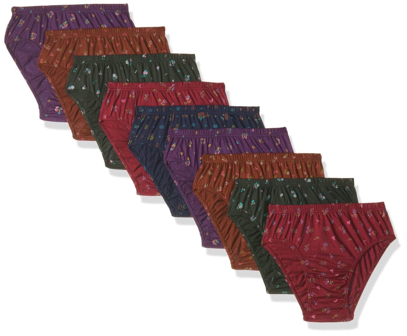 Rupa Jon Printed Panty for Women | 100% Cotton Fabric | Inner Elastic | Pack of 9 Assorted