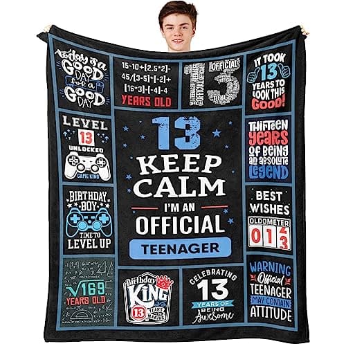 13 Year Old Boy Birthday Gifts, Funny 13th Birthday Gifts for Boys, 13 Yr Old Boy Birthday Gift Ideas, Official Teenager Birthday Gifts Throw Blanket 60 x 50 Inch, 13 Birthday Decorations for Boys