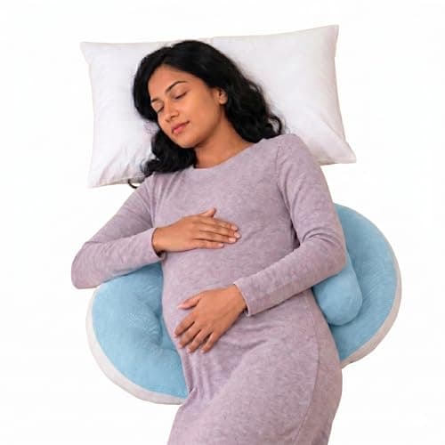 Bembika Pregnancy Pillow – Adjustable U Shaped Pregnancy Pillow for Belly and Back Support, Maternity Body Pillow for Side Sleeping, Compact Pregnancy Support Pillow for Comfort-(Blue)