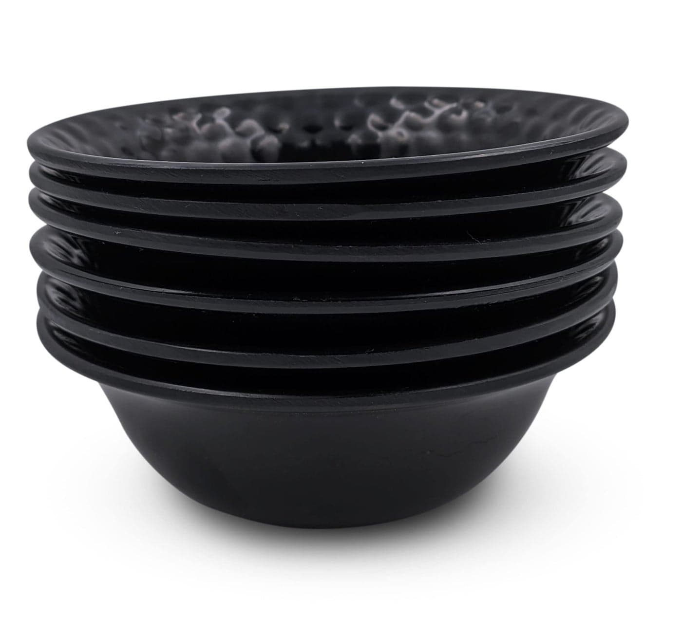 Konvio Kitchen Melamine Vegetable Bowl Set of 6 Bowls, Black Posh Unbreakable Vegetable Bowl (4.7 inches, 6 Pieces, 230ml Each)