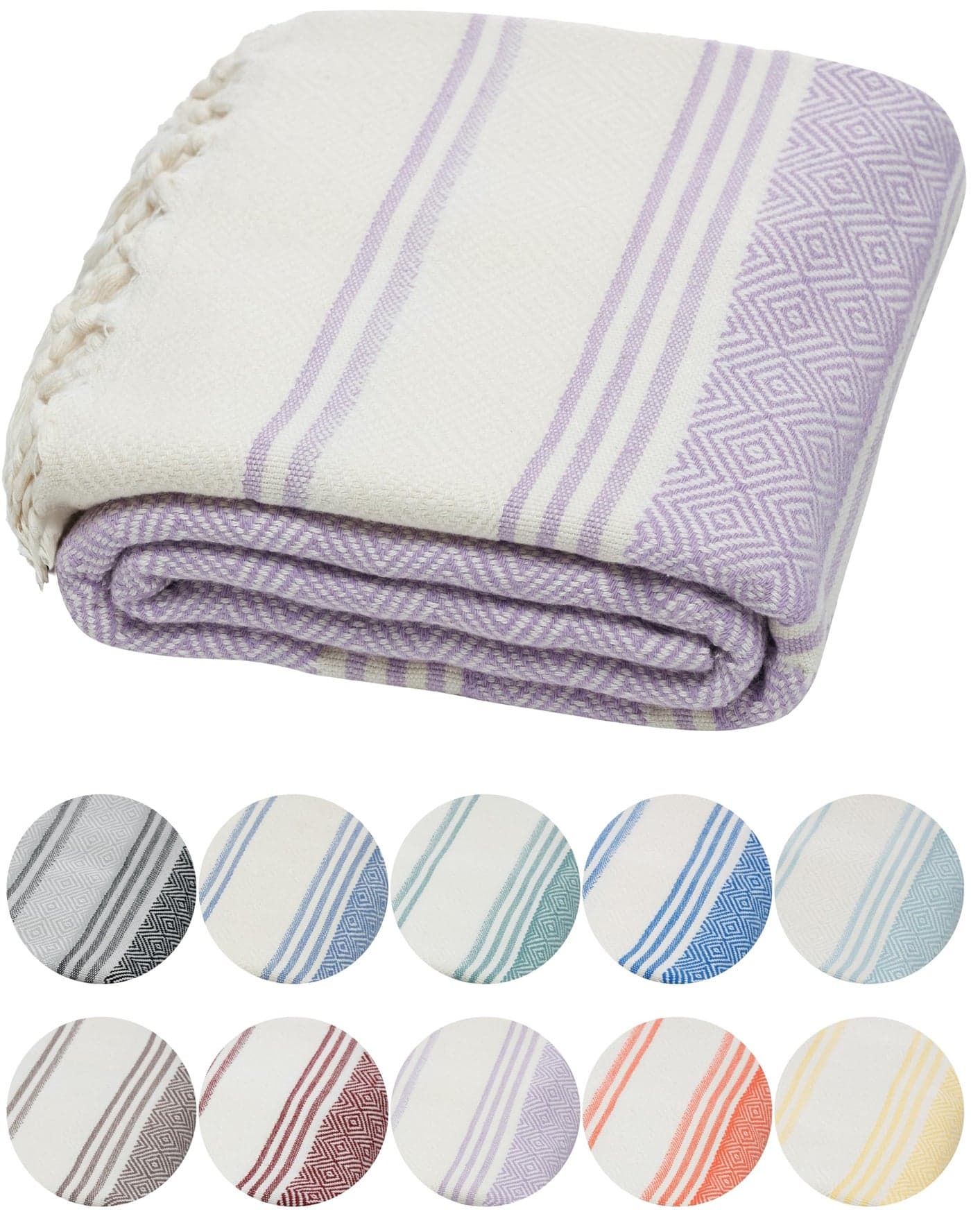 DEMMEX Organic Turkish Cotton Beach Towel Large Sandproof Thin and TravelFriendly Peshtemal Lightweight QuickDrying Prewashed Ultra Soft Diamond Weave OekoTEX Certified 71x36 Lilac