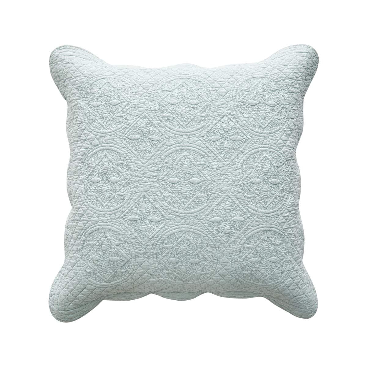 Calla Angel Sage Garden Luxury Pure Cotton Quilted Pillow Sham Euro 26x26 Light Aqua
