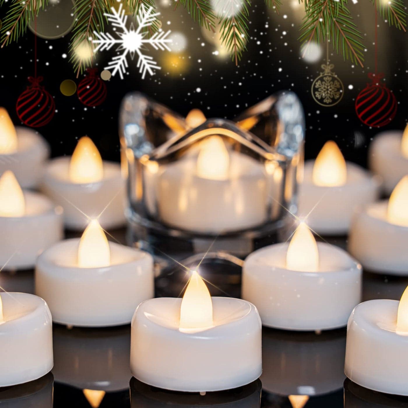 merrynights LED Candles Tea Lights Candles Battery Operated Bulk 24Pack LongLasting 200 Hours Flameless Tealight Candles Realistic Tea Lights for Halloween Christmas Wedding 15 D X 125 H