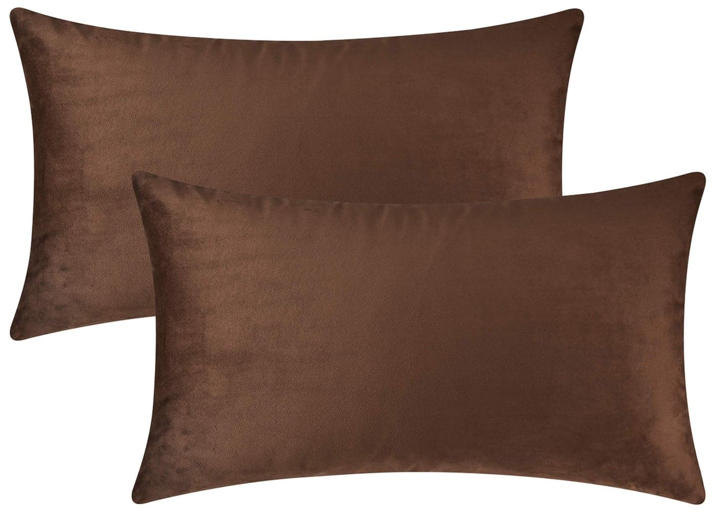 Mixhug Set of 2 Cozy Velvet Rectangle Decorative Throw Pillow Covers for Couch and Bed Brown 12 x 20 Inches