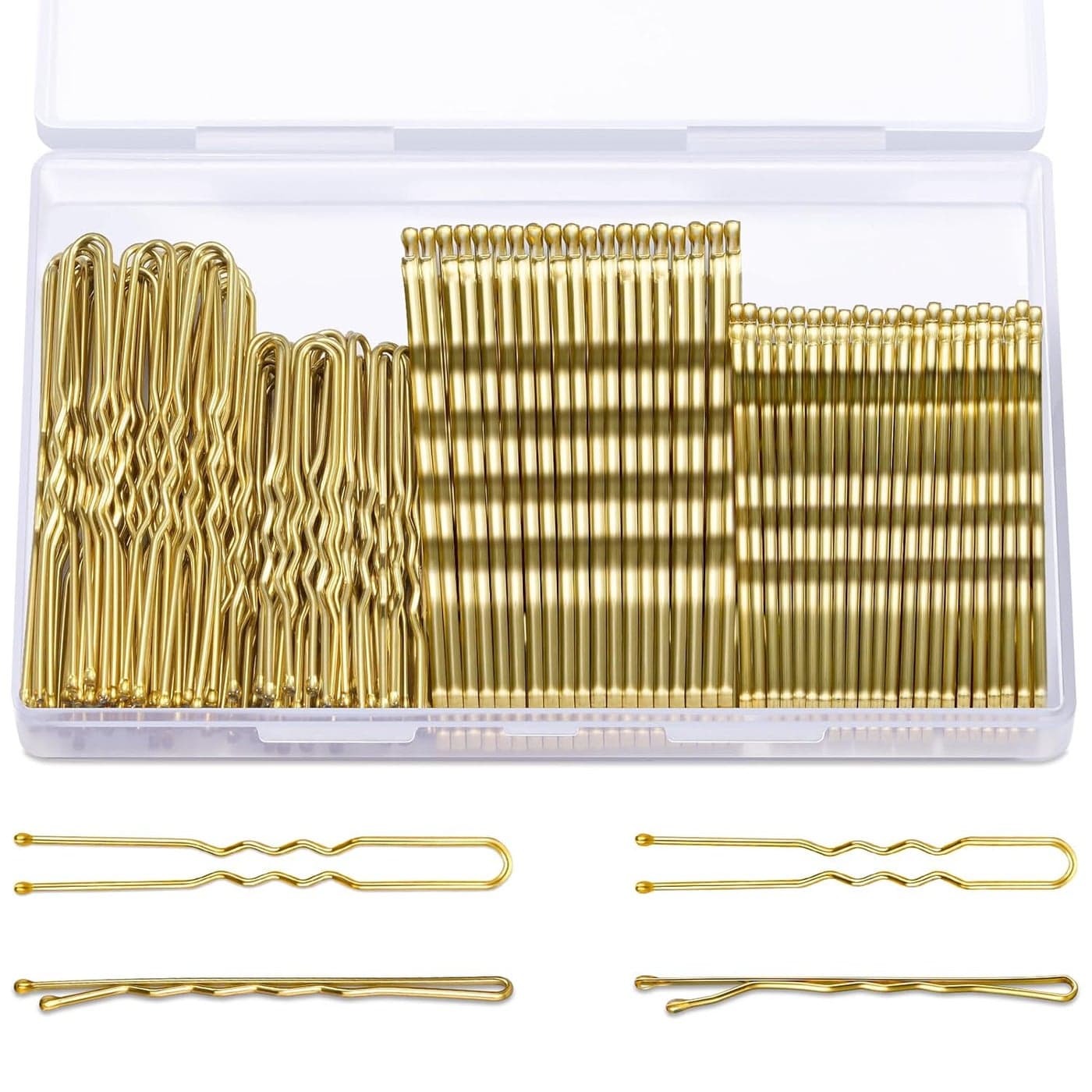 TsMADDTs Hair Pins 200PCS Blonde Bobby U Shaped Hair Pins for Women Buns Nets with Box 24IN 2IN