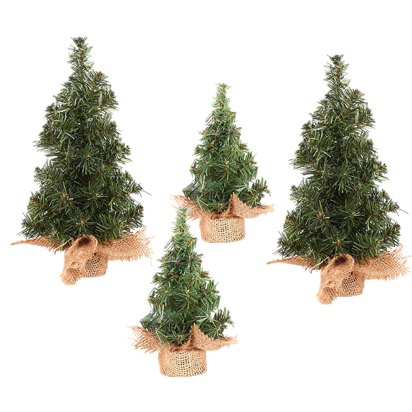 4 Pack Tabletop Mini Christmas Tree 787 1181 Artificial Miniature Pine Christmas Tree with Linen Base Perfect for Christmas Decorations Home Kitchen Dining Table