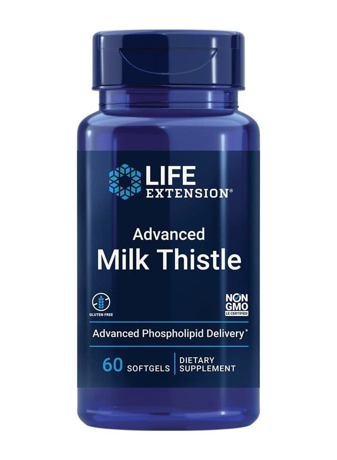 Life Extention Advanced Milk Thistle - Milk Thistle Supplement for Liver Function Support, Kidney Health & Detox - with Silymarin, Silibinins, Isosilybin A,B - Gluten-Free, Non-GMO - 60 Softgels