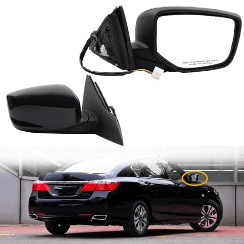 Dasbecan Passenger Side Mirror Compatible with 2013-2017 Honda Accord With Power Glass Replaces# 76208T2FA11 HO1321272 Outer Right Rearview Mirror Black Color (3Pins)