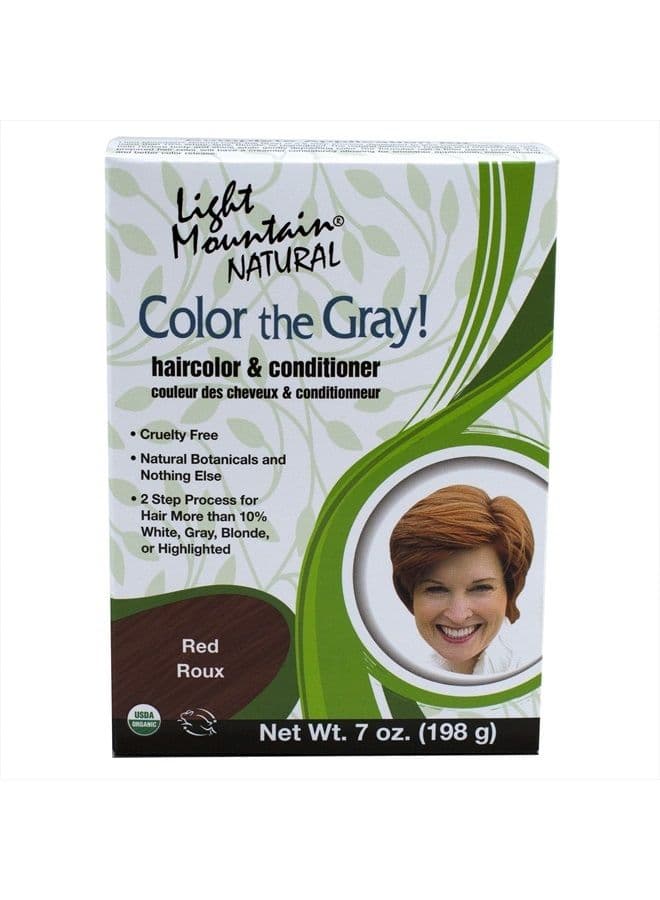 Light Mountain Henna Hair Color & Conditioner, Color the Gray - Red Hair Dye for Men/Women, 2-Step Chemical-Free, Semi-Permanent Hair Color for White, Gray, and Blonde Hair, 7 Oz (Pack of 2)