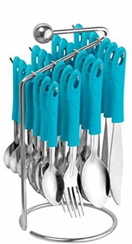 Crystal Stainless Steel Cutlery Set - 25 Pcs (Tea Spoons - 6, Dessert Knife - 6, Dessert Spoons - 6, Dessert Fork - 6, Stand - 1), 100% Food Grade, Non Toxic, Anti Rust