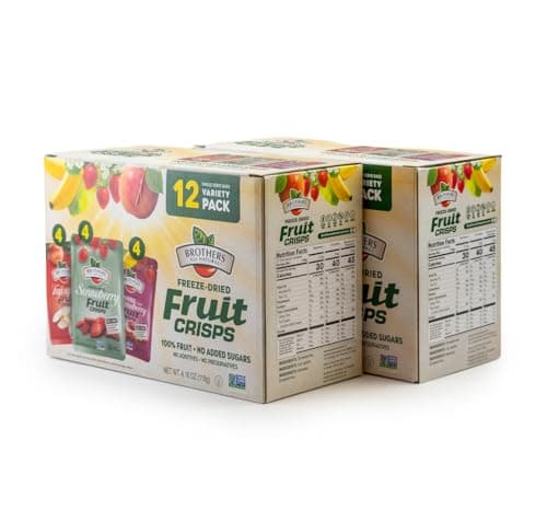 Brothers All Natural Freeze Dried Fruit Crisps Variety Pack 24 Single Serve Bags Fuji Apple Strawberry Strawberry and Banana Made with 100 Fruit Gluten Free Soy Free Vegan Healthy Snack Packaging May Vary