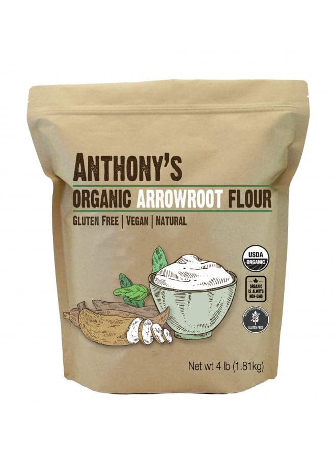Anthony's Organic Arrowroot Flour, 4 lb, Batch Tested Gluten Free, Non GMO, Vegan