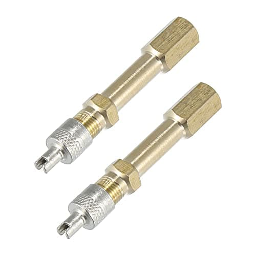 X AUTOHAUX 2pcs 50mm/1.97" Long Brass Auto Tire Valve Extension Adaptor Air Tyre Stem Extender Inflation Stright Bore for Car Truck Motorcycle Bike Mower Scooter