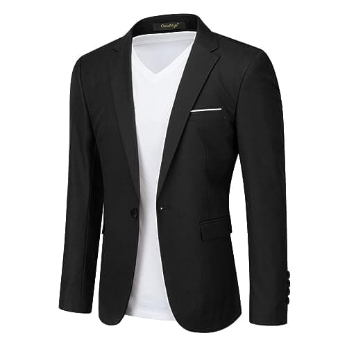 Cloudstyle Men's Suit Jacket One Button Slim Fit Sport Coat Business Daily Blazer,Black,X-Large