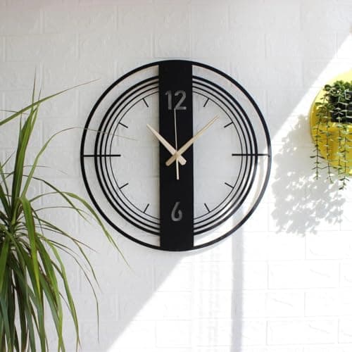 AVVIC MART Stylish Metal Analog Wall Clock for Living Room, Bedroom, Office, Kitchen, Home and Hall | Antique Fancy Big Size Modern Wall Watch for Home Decor (DA-178, 50CM), DA178, Black