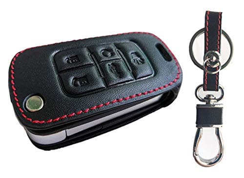 KAWIHEN Leather Key Fob Case Cover Compatible with Chevrolet Chevy Camaro Cruze Equinox Impala Malibu SS Sonic GMC Terrain Buick Encore Lacrosse Regal Verano OHT01060512