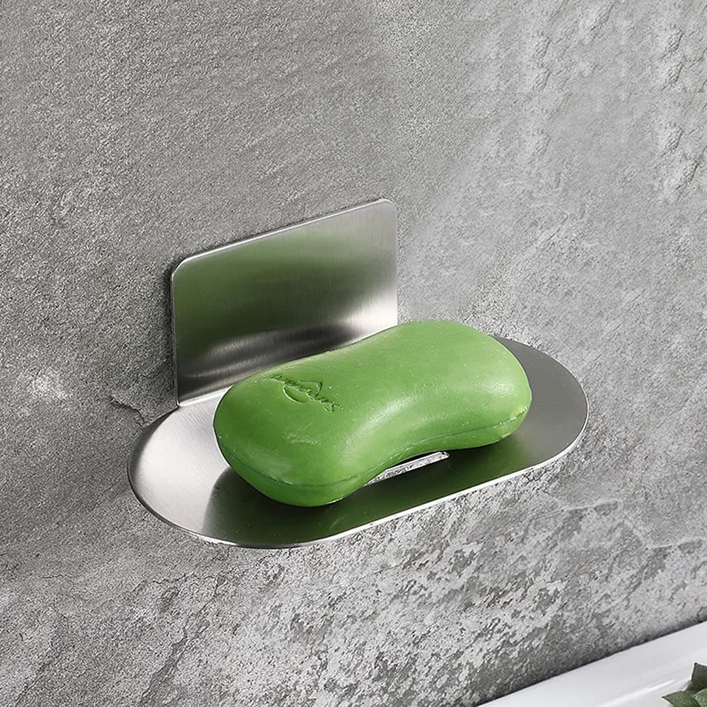 Gmtglla Adhesive Soap Holder Bath Soap Dish for Shower 304 Stainless Steel Wall Mounted Bar Soap Holder for Bathroom Kitchen No Drilling Brushed Nickel