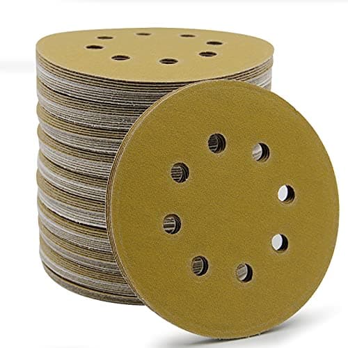 Mestool 5-Inch 8-Hole Hook and Loop Sanding Discs, Orbital Sander Sandpaper Discs, 100 Pieces Round Sandpaper Set, 180 Grit