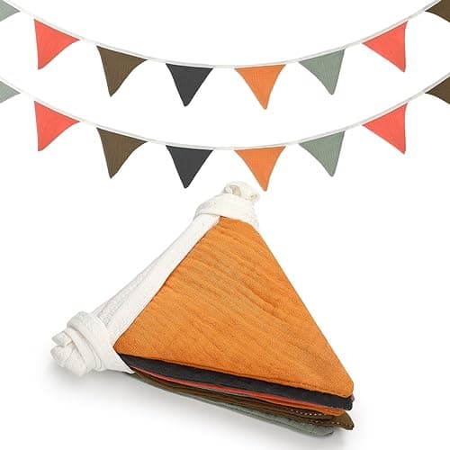 Oudain 2 Pcs Pennant Banner Flags Nursery Garland Triangle Bunting Flags Playroom Wall Decor Banner for Nursery Baby Shower Birthday Boho Wedding Party Event Each 775 ftRustic Color