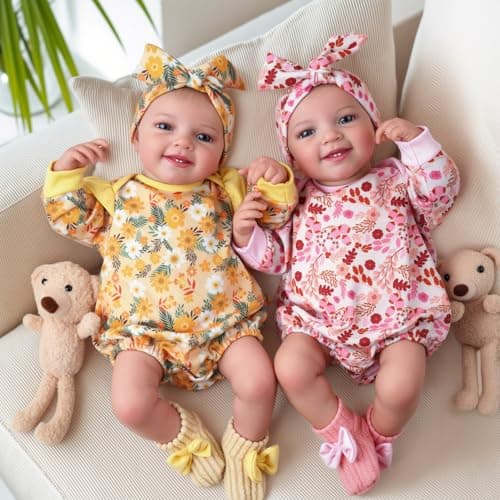 BABESIDE Lifelike Reborn Baby Dolls Twins 20 Inch Sweet Smile RealisticNewborn Baby Dolls Soft Body Real Life Baby Doll Girl with Gift Box for Kids Age 3 Collection