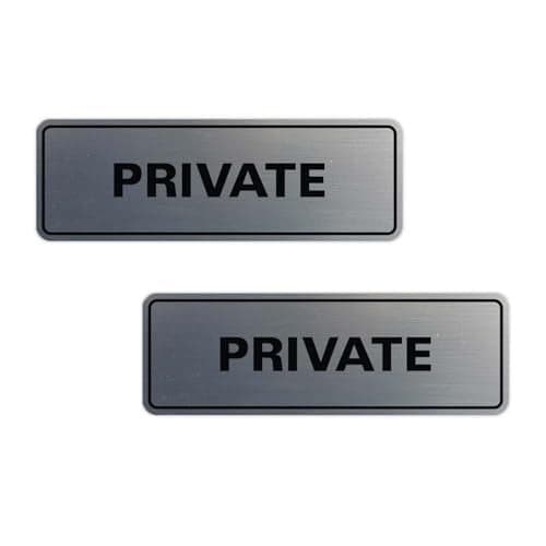 Standard Private Door/Wall Sign - Silver - Medium (2 Pack)