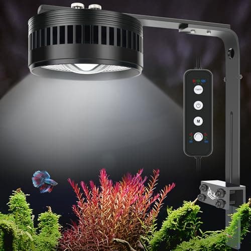 AQQA Aquarium Clip-On Stream Light with Controller, LED Fish Tank Light with 3 Modes (White/RGB/Full Spectrum), Timer & 6 Brightness Levels, Adjustable Clamp for Freshwater Plants Fish Tanks 35W
