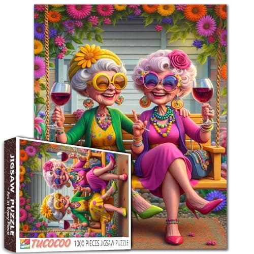Old Woman Jigsaw Puzzle 1000 Piece Sisters for Adult Ladies Friends Puzzle Grandma Puzzles Seniors Jigsaw Puzzle Challenging for Adult Gifts for Friends and Family 197 x 276 Inch