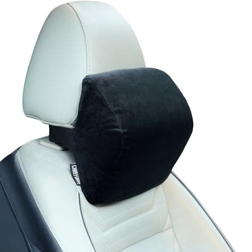 CareFoam Ultimate Memory Foam Car Neck Rest Pillow, Comfortable Rides, Superior Neck Support Cushion, Relieves Neck Pain, Black Velvet Cover | 14 x11 x5 Inch | Small Pack of 1