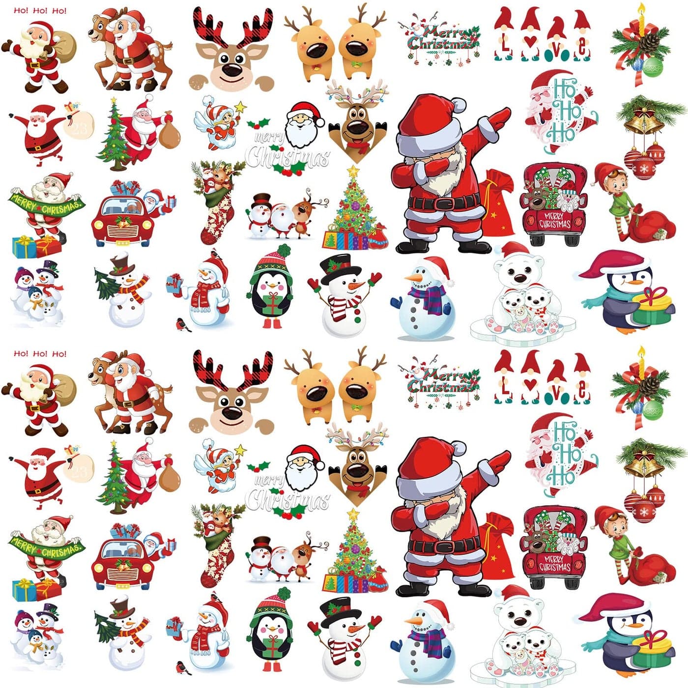 Dilunave 60 Sheets Christmas Iron on Transfers Santa Claus Patches Stickers Washable Heat Appliques Thermal Transfer Stickers for Shirt Cloth DIY Crafts Party FavorsVivid