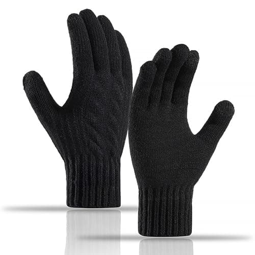 Gafario Mens Winter Gloves for Men Cold Weather Gifts, Fleece Warm Knit Work Touch Screen Gloves for Women Driving Typing