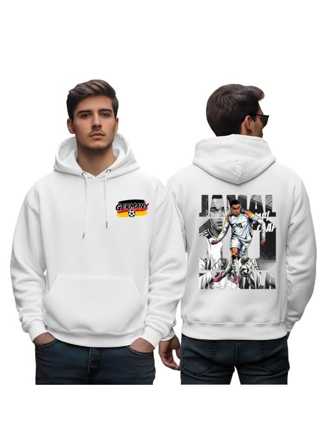 Germany Soccer Player Men's Hoodie | Football Theme Pullover | Long Sleeve Cotton Fabric | Kangaroo Pocket | Casual Outdoor Daily Wear
