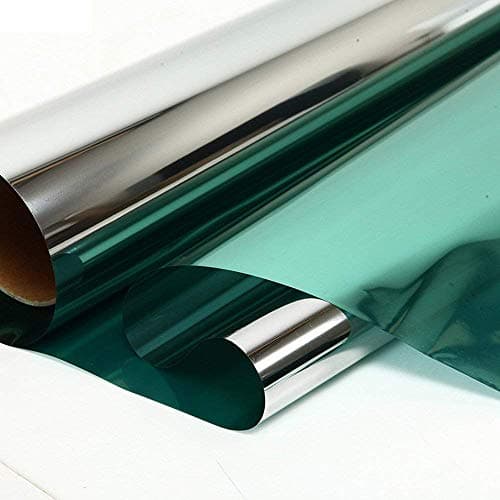 SIA VENDORS? Privacy Window Mirror Film One Way Tint Glass Tint for Home Self Static Cling Vinly Glass Film Door Window/Heat Control/Sidelight/Anti UV Decorative (20 X 24 INCHES, Green Silver)