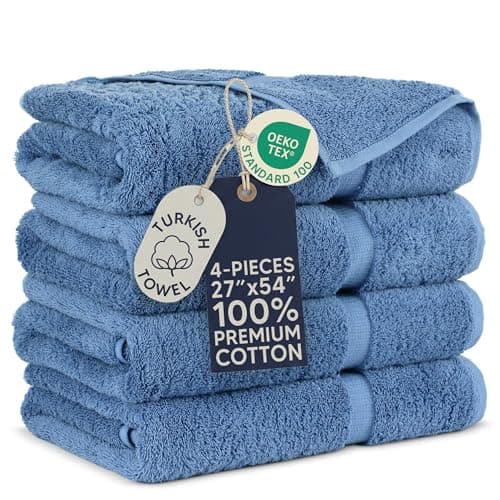 Towel Bazaar 4-Piece Bath Towel Set, Cotton Turkish Towels, 27x54 Luxury Towel Super Soft and Absorbent, Perfect Use for Bathroom, Shower Towels - Wedgewood