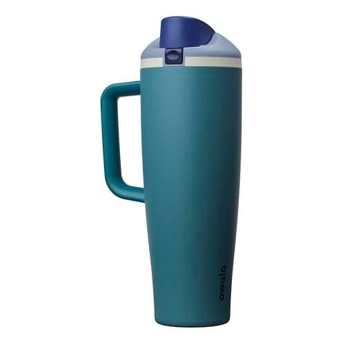 Owala FreeSip Tumbler Insulated Stainless Steel Water Bottle with Built-in Straw and Side Handle, For Travel, Work, School, and Sports, 40oz, BPA Free, Leak Proof, Denim