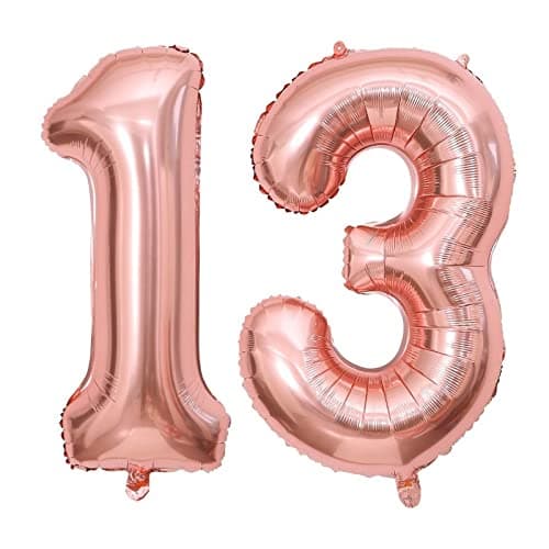 40 Inch Rose Gold 13 Number Balloons Giant Jumbo Huge 13 or 31 Foil Mylar Helium Number Digital Balloons Rose Gold Birthday Mylar Digital Balloons 13th 31st Birthday Anniversary Events Party