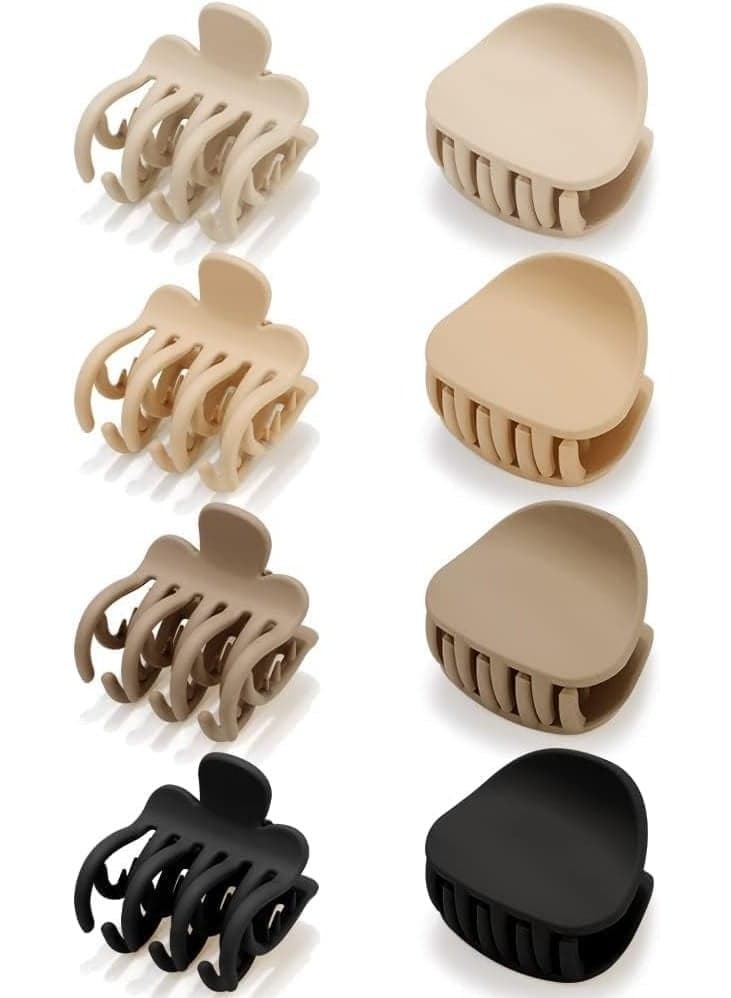 8 Pcs Small Hair Clips, Claw Clips for Thin Hair, Neutral Claw Clips, Double Row Teeth Matte Medium Hair Clips, Mini Jaw Clips Hair Accessories, for Thick Thin Fine Short Hair