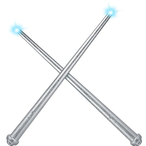 Gejoy 2 Piece Light up Wand Magic Wizard Witch Wand Princess Fairy Wands Sound Toy Cosplay Props for KidsBasic StyleSilver