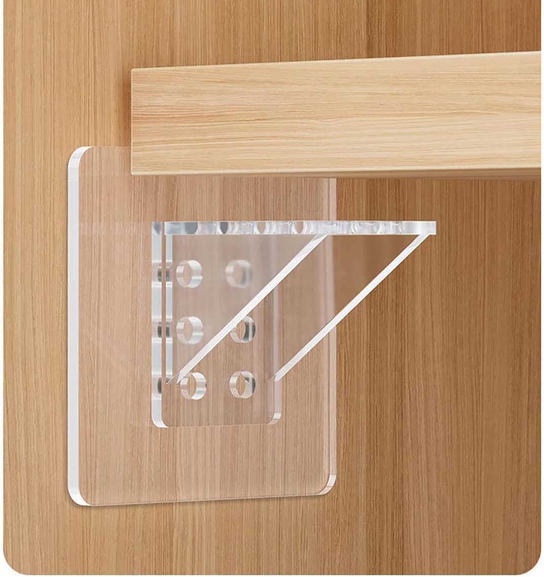 HETVIN Shelf Support Pegs - Innovative Punch-Free Plastic Brackets for Cabinet and Closet Shelves, Self-Adhesive Clips for Kitchen, Furniture, and Bookshelves (10)