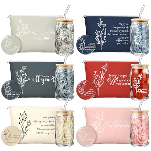 Skylety 18 Pcs Appreciation Gifts for Women Coworkers Office Staff Work Team Employee Cna Week Gifts Bulk 2026 16 oz Tumbler Makeup Bag Mirror Thank You Gift for Appreciation WeekSoft