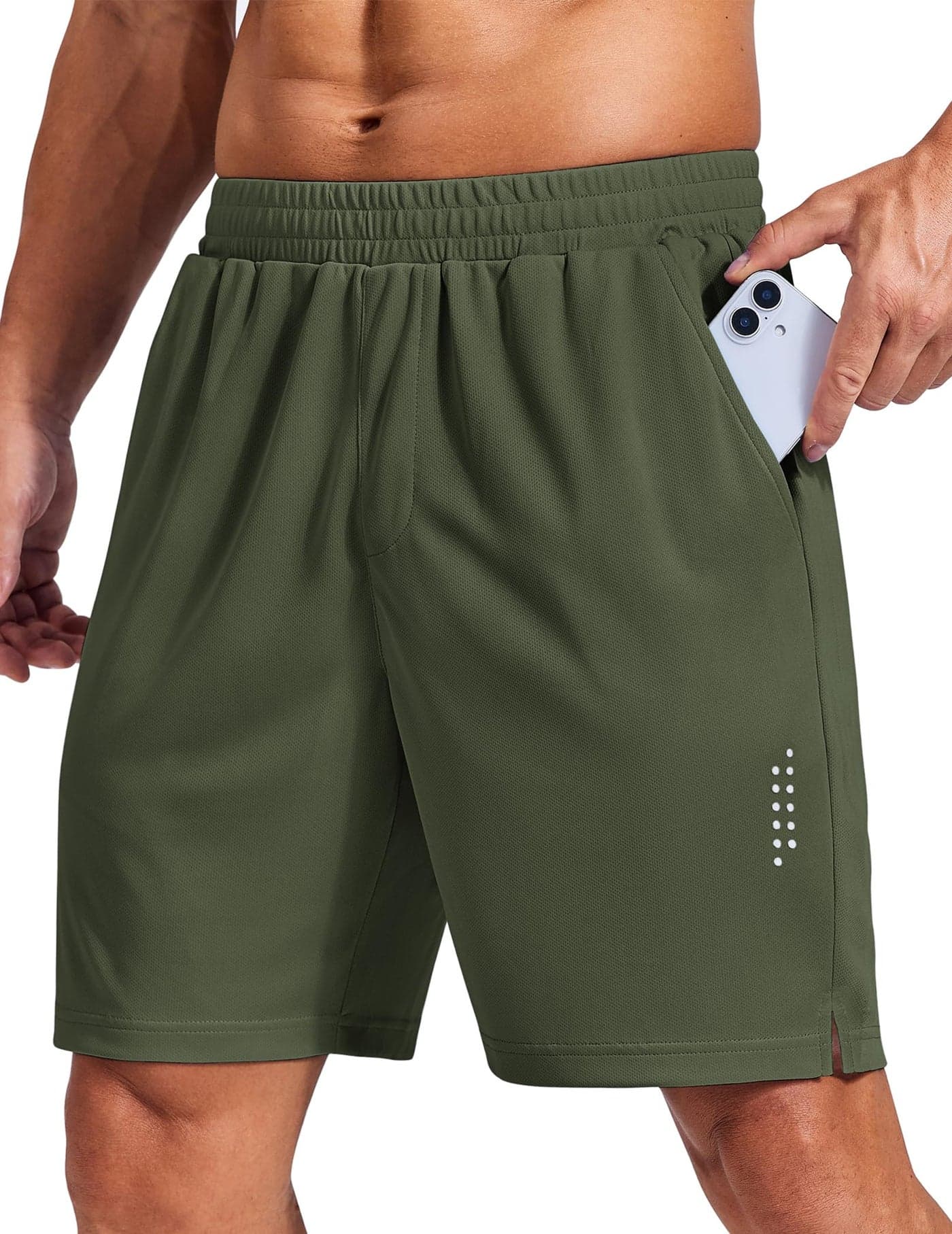 COOFANDY Mens 7" Athletic Shorts Gym Workout Shorts Bodybuilding Training Sports Shorts with Zipper Pocket Army Green