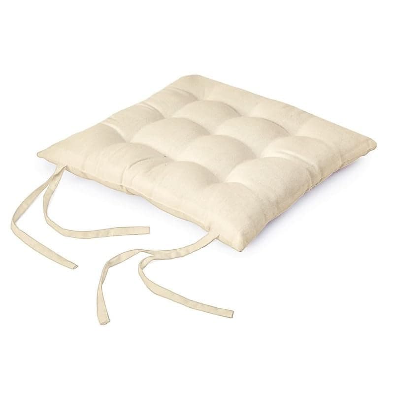 Rajasthan Crafts Pack of 1 Chair Pad | Chair Cushion Pad | Microfiber Square Chair Pad with Ties | Chair Seat Cushion for Office, Sitting, Pooja, Dining & Office Tables (16x16 Inch, Beige)