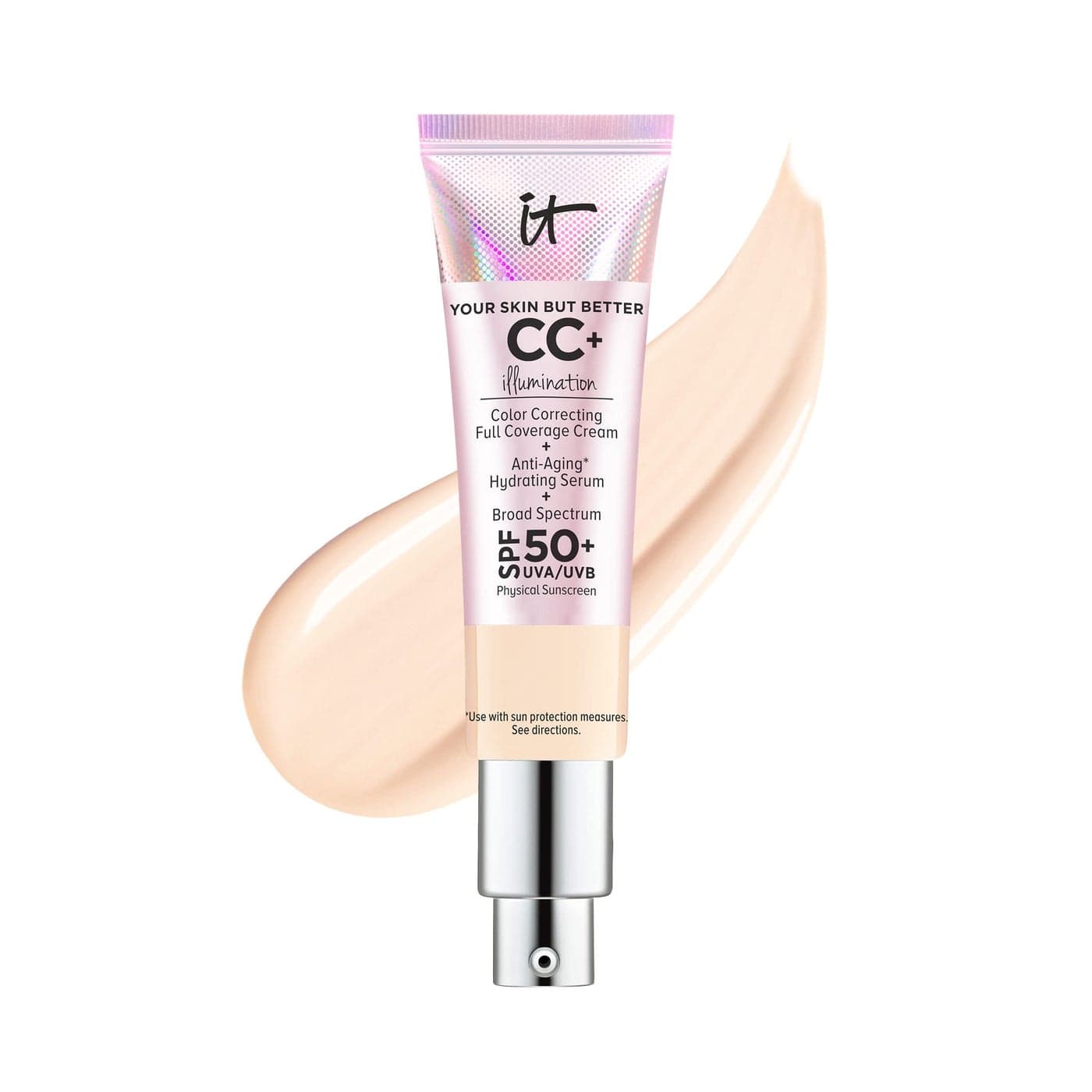 IT Cosmetics CC Cream Illumination Fair Light FullCoverage Foundation With SPF 50 Color Corrector AntiAging Serum With Niacinamide Hyaluronic Acid Radiant Finish 108 fl oz